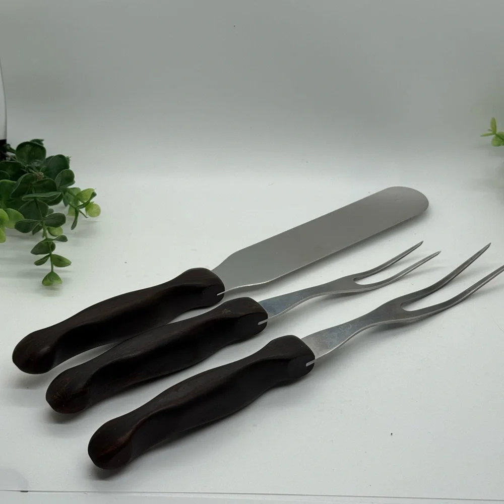 Cutco Spatula & Serving Forks Set w/Holder: Stainless Steel Spatula & Meat Forks